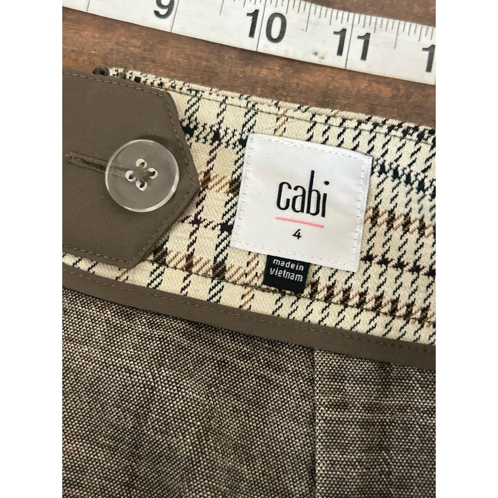 Cabi New Travel Skirt #4580 Multi Beige gold plaid 4 Was $99 - Picture 7 of 8